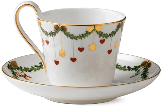 Royal Copenhagen Stjerne Riflet Julkopp med hög hank och fat - 24 cl