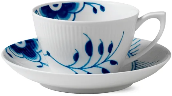 Royal Copenhagen Blue Mega Riflet kopp och fat - 28 cl